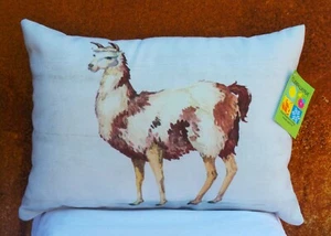 2 Climaweave Decorative Indoor/Outdoor Pillows double sided llamas 16" x 12" - Picture 1 of 2