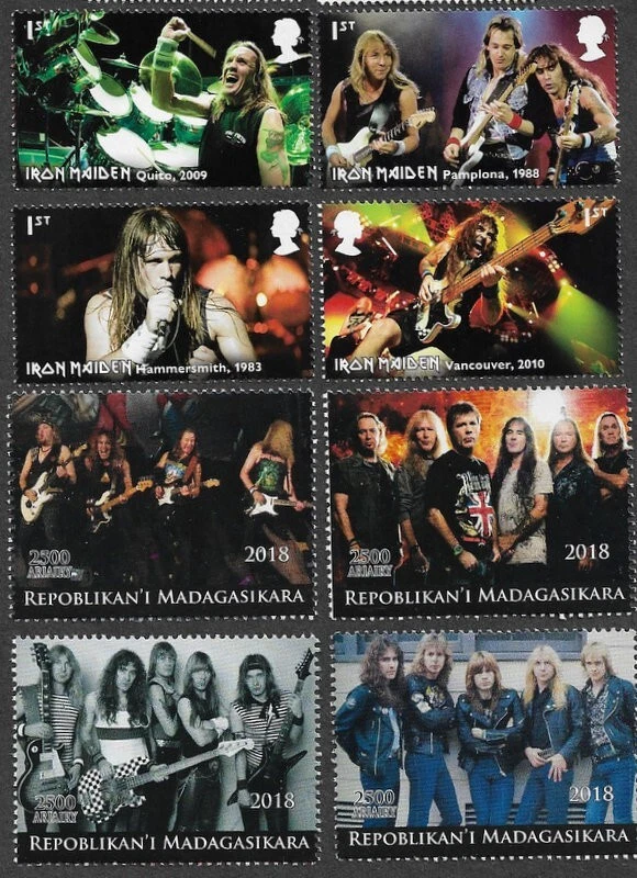 IRON MAIDEN POSTAGE  STAMPS SET ROYAL MAIL(4) 2023 + set MADAGASKAR - Изображение 1 из 1