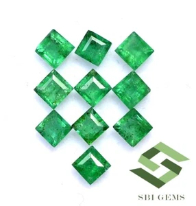 2.50 mm Natural Emerald Square Cut Lot 10 Pcs 0.98 CTS Calibrated Loose Gemstone - Picture 1 of 6