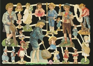 Chatarra troquelada alemana en relieve - preciosos niños coloridos EF7235 - Imagen 1 de 1