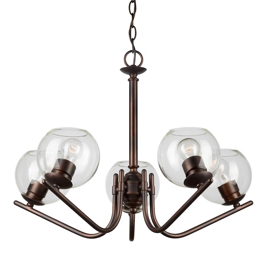 Forte Lighting 5-Light 24.5" Chandelier, Antique Bronze/Clear Globe - 2707-05-32 - Image 1 of 1
