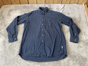 J Crew Flannel Shirt Mens Medium Blue & Green Plaid Cotton Long Sleeve Button-Up - Picture 1 of 12