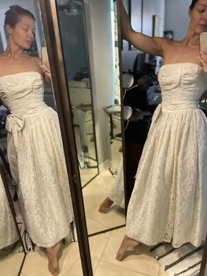 Vestido de novia vintage Gunne Sax de Jessica McClintock corsé blanco deshuesado - XS Foto 1 de 4