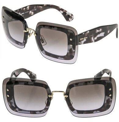 Gafas de sol MIU MIU REVELAR MU02RS Lila Marrón Habana Cuadradas Moda 02R Auténticas Foto 1 de 4