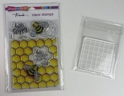 Estampillas transparentes de BumbleBee Bee feliz nunca te rindas estampidas con bloque de acrílico Foto 1 de 4