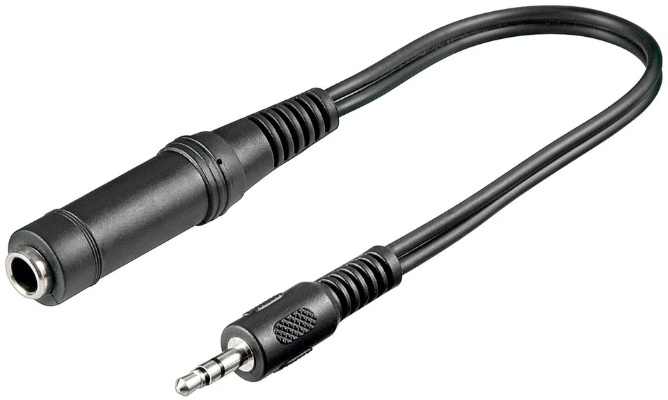 Stereo Audio Cable 3.5mm Male Jack Plug to 6.35mm 1/4" Female Socket 20cm - Image 1 of 1