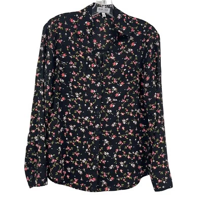 Camisa Express The Portofino para mujer XS floral poliéster mangas largas con lengüeta enrollable Foto 1 de 4