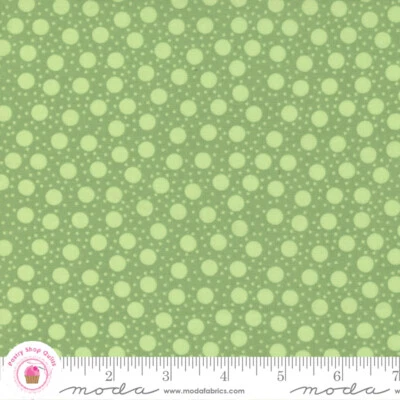 Moda PICNIC POP 22437 12 Green Polka Dots  ME & MY SISTER Quilt Fabric - Image 1 of 4