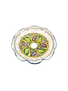 PIATTO PER LAMPADARIO CERAMICA SICILIANA DECORO STELLA D.30 - Imagen 1 de 1