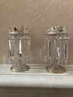 A Pair Of Antique Victorian Era Bohemian Cut Glass Crystal Luster And Prisms