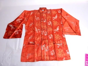 Authentic Women's Red Kimono Top Large Patterned Made in Japan Rayon - Picture 1 of 6