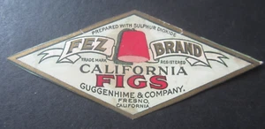 Old Vintage - FEZ Brand - California FIGS - LABEL - Guggenhime & Co - FRESNO CA. - Picture 1 of 1