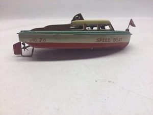 Vintage ST-TKK Japan Battery Operated Tin Litho No. 76 Speed Boat - Picture 1 of 12