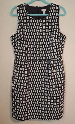 Vestido Vaina J Crew Talla 12 Mujer Sin Mangas Fiesta Cóctel Negro Blanco Forrado Foto 1 de 4