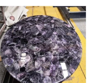 30" Round Elegant Amethyst Gemstone Room Coffee Table for Modern Hallway Decors - Picture 1 of 8