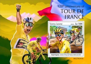 Sierra Leona - Aniversario Tour de Francia 2023 - Hoja de recuerdo de sello SRL230243b - Imagen 1 de 1