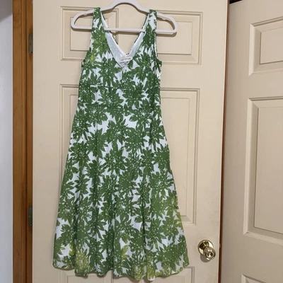 Vestido floral verde manga corta Jones New York para mujer talla 8 cuello en V Foto 1 de 4