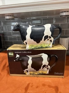 Large Folk Art Holstein Cow Cream Pitcher Sakura Warren Kimble - Picture 1 of 6