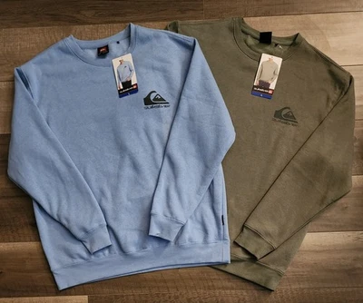 NUEVO Lote De 2 Sudaderas Quiksilver Para Hombre Cuello Redondo Azul Y Verde Oliva Talla L Foto 1 de 4