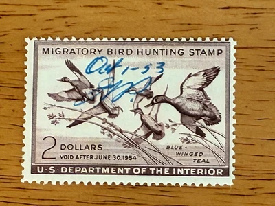 Scott OR: 20 estampillas federales de pato de Estados Unidos. 1953-54 azul alado verde azulado Foto 1 de 2