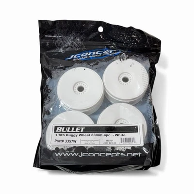 New Jconcepts Bullet Mono 1/8 Buggy Wheels White (4pc) JCO3357W Rc Racing - Image 1 of 2