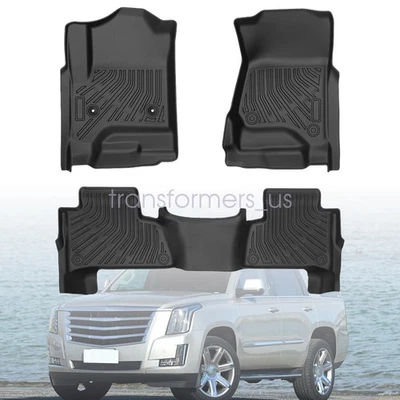 TPE Floor Mats Liners Set For 2015-2020 Cadillac Escalade All-Weather Black - Изображение 1 из 4