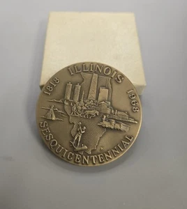1968 State Of Illinois Sesquicentennial Bronze Medal Medallic Art Company W/ Box - Picture 1 of 5