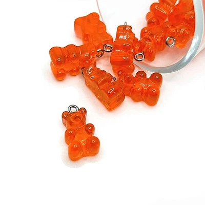Dijes 3D de resina de oso gomoso rojo naranja con tornillo de ojo, 20x12 mm - Vendedor de EE. UU. Foto 1 de 3