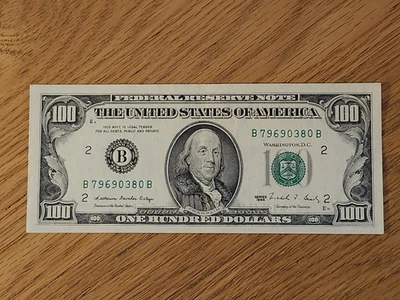 1988 $100 NON STAR FEDERAL RESERVE NEW YORK B79690380B - Image 1 of 4