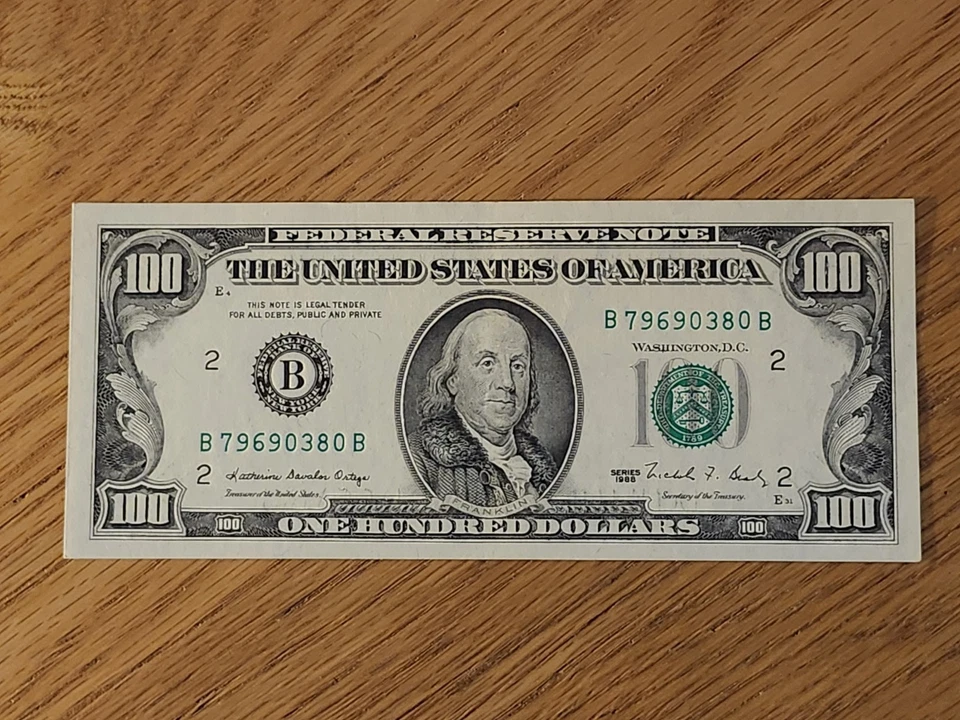 1988 $100 NON STAR FEDERAL RESERVE NEW YORK B79690380B - Image 1 of 4