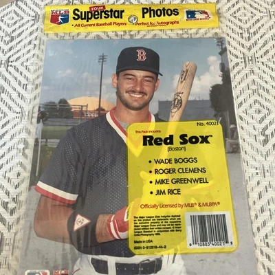 1989 MLB Superstar Photos Sealed Pack of 4 Boston Red Sox Boggs, Clemens. Rice - Image 1 of 2