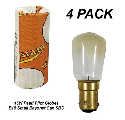 4 x 15W Pilot Light Globes Bulbs Lamps B15 Small Bayonet SBC Pearl - Osram - Image 1 of 4