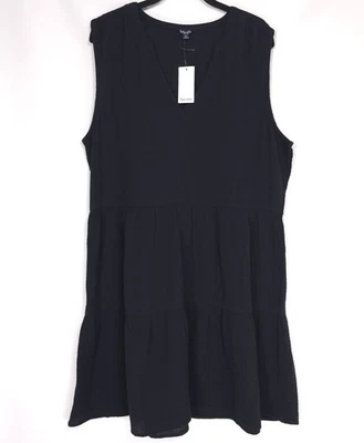 Espléndido Vestido Para Mujer MEDIANO Negro Cuello en V Sin Mangas Cambio Fluido En Niveles NUEVO Foto 1 de 4