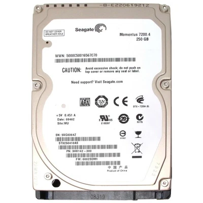 Seagate 250GB Internal SATA 2.5" Hard Disk St9250410AS Refurbished Notebook - Image 1 of 3
