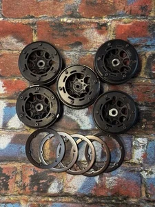 Axial SCX10 - Set of 5 Beadlock Wheel 8-Hole 1.9" 12mm Black - Extra Trim Rings - Picture 1 of 22