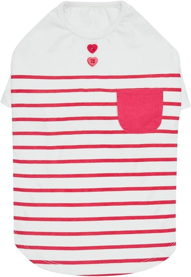 Blueberry Pet Soft & Comfy Summer Vacation Beach Cotton Dog T-Shirt in Pink - Image 1 of 1