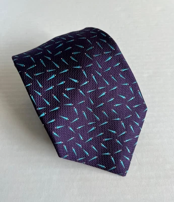 Corbata de cuello de seda geométrica púrpura Alfred Dunhill para hombre 60L 3,75W hecha en Italia Foto 1 de 4