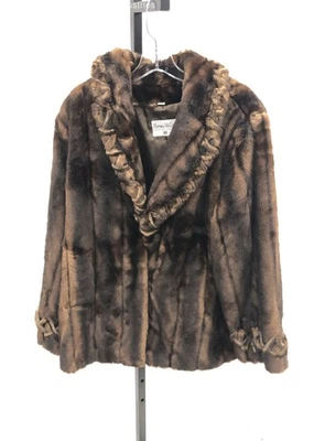 Abrigo de piel marrón de lujo para mujer Pamela Mccoy talla grande Foto 1 de 4