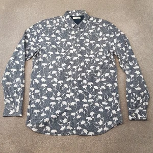 Diesel Mens Shirt 2XL Grey White Floral Flower Print Casuals Summer Holiday - Picture 1 of 11