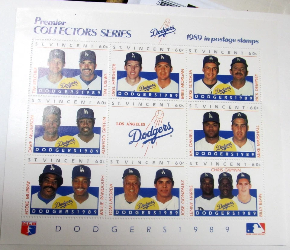 St. Vincent 1989 - Dodgers MLB, Baseball, EDDIE MURRAY Sheet of 9 Stamps - MNH - Image 1 of 1