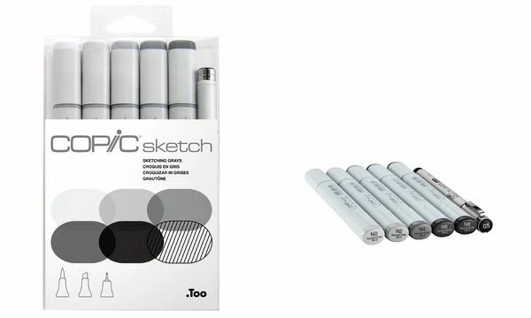 COPIC Marker sketch 6er Set Künstlerstifte Marker Zeichnen Malen Sketching Greys - Bild 1 von 1