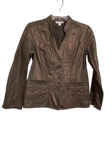 Coldwater Creek Women's Long Sleeve Snap Shimmer Jacket Brown Bronze Size 10 - Picture 1 of 11