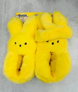 Yellow Peeps Easter Bunny Slippers & Headband Set Girls Size M (13-1 Fluffy - Picture 1 of 2