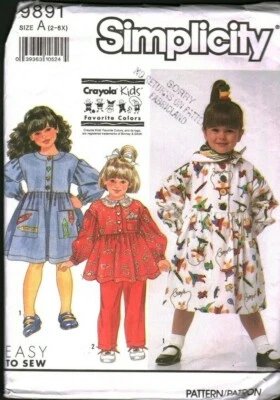 9891 Vintage Simplicity Sewing Pattern Girls Dress Pants Top Scarf Smock OOP Sew - Image 1 of 2