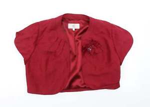 CC Womens Red Linen Jacket Blazer Size 12