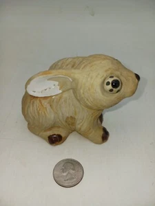 Vintage Japan Stoneware Rabbit Buldging Bugged Out Crazy Eye Bunny Oddity Figure - Picture 1 of 5