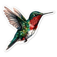 Ruby Throated Hummingbird, Vinyl Decal Sticker, Indoor Outdoor, 3 Sizes, #11174