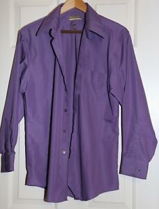 Van Heusen Purple Men's Shirt Long Sleeve Dress Fitted Large 16.5 32/33