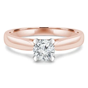 Solitär-Verlobungsring 0,32 ct runder SI1 G Diamant 14 K Rotgold - Bild 1 von 3