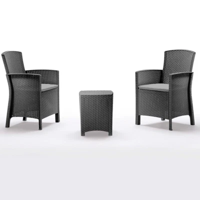 Salotto da Giardino in Plastica effetto rattan con cuscini set Lido Terrace Bica - Immagine 1 di 4